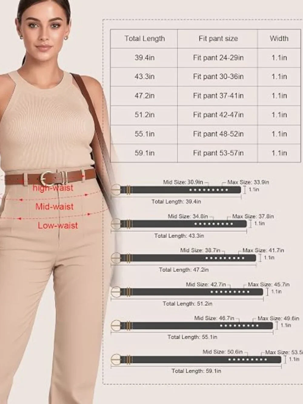 3 Pack Women Belts For Jeans Dresses Pants Ladies Leather Waist Belt with Gold B
